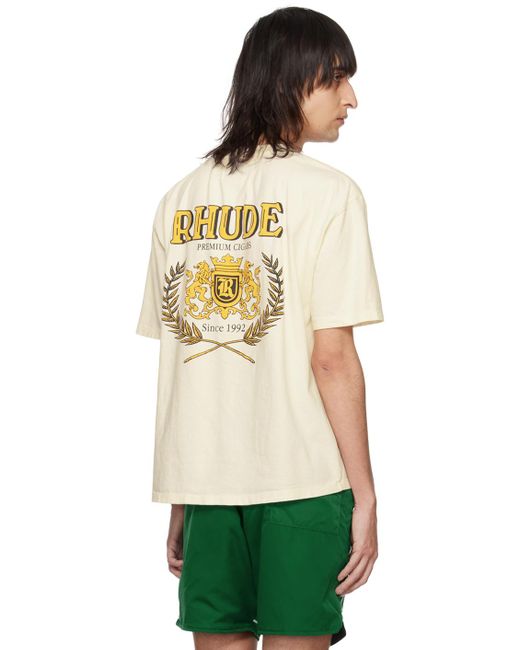 T-shirt blanc cassé à images à logo Rhude pour homme en coloris Green