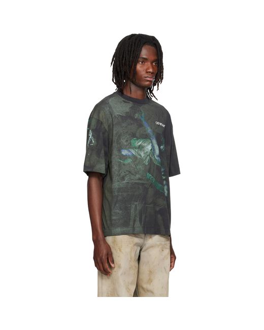 Off-White c/o Virgil Abloh Green Dark Painting Skate S/S T-Shirt for men