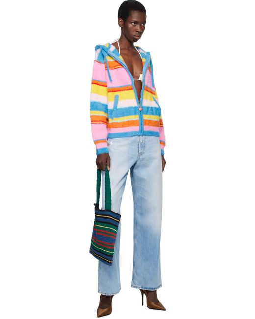Casablanca Orange Fluffy Stripe Oversized Hoodie