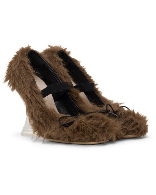 Simone Rocha Black Faux-Fur Ballerina Heels