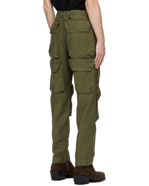 Dries Van Noten Green Khaki Garment-dyed Cargo Pants for men