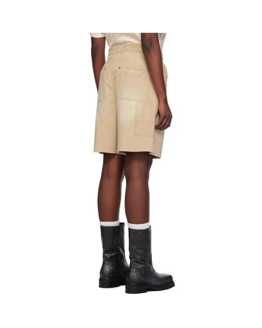 we11done Natural Raw Edge Shorts