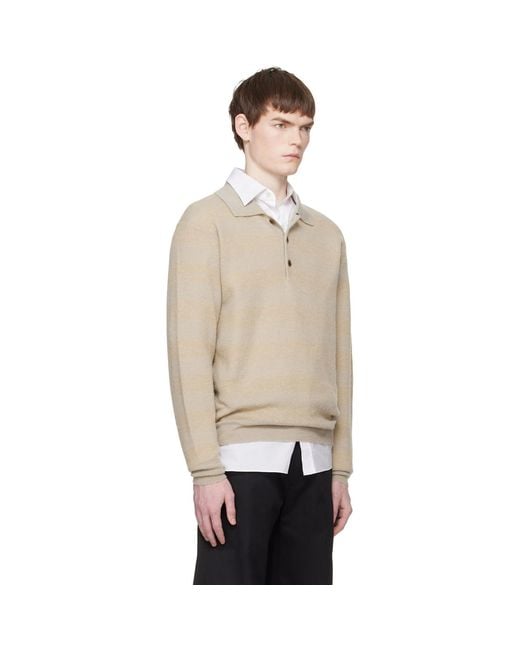 Ssstein Natural Knit Stripe Ls Polo for men