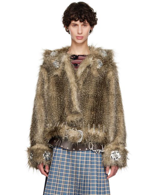 Chopova Lowena Brown Queenie Faux-Fur Jacket for men