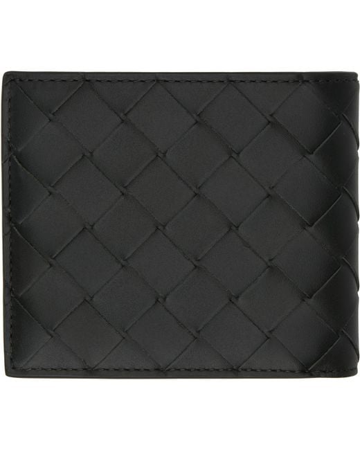 Bottega Veneta Black Khaki Intrecciato Bi-Fold Wallet for men