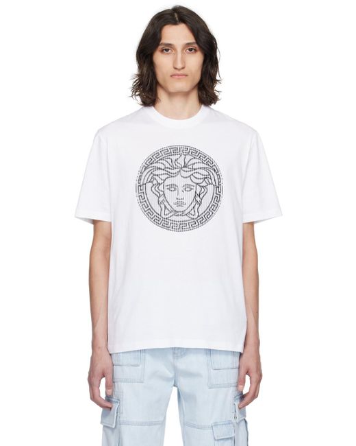 T-shirt blanc à logo medusa sliced Versace pour homme en coloris White