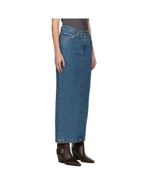 Wardrobe NYC Blue Column Denim Midi Skirt