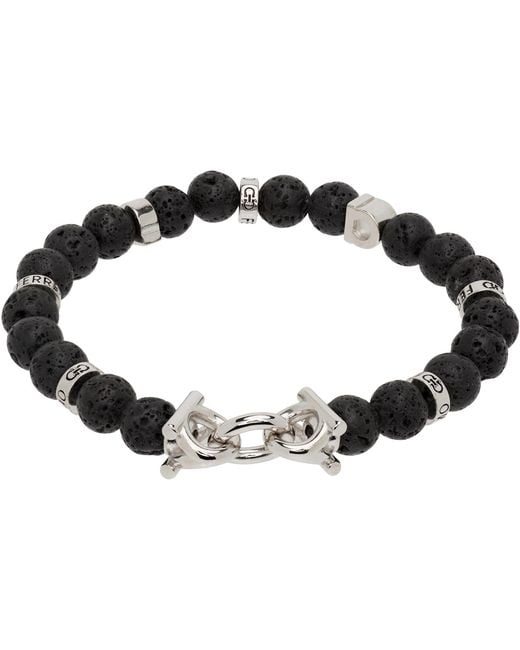Ferragamo Black Gancini Elasticized Bracelet for men
