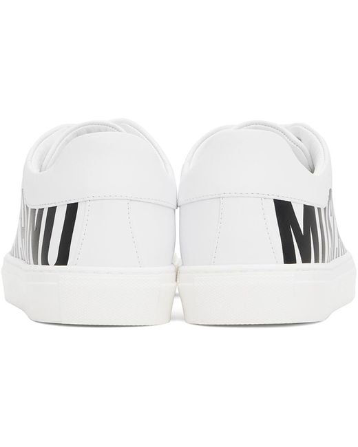 Moschino Black White Printed Sneakers for men