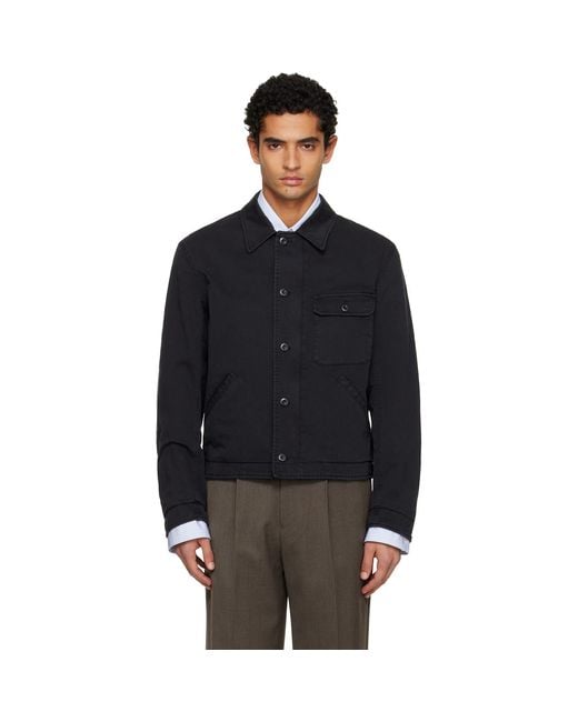 TONYWACK Black Garment-Dyed Cotton Deck Denim Jacket for men