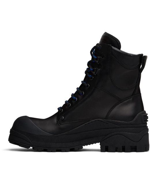 DSquared² Black Calfskin Lace-Up Combat Boots for men