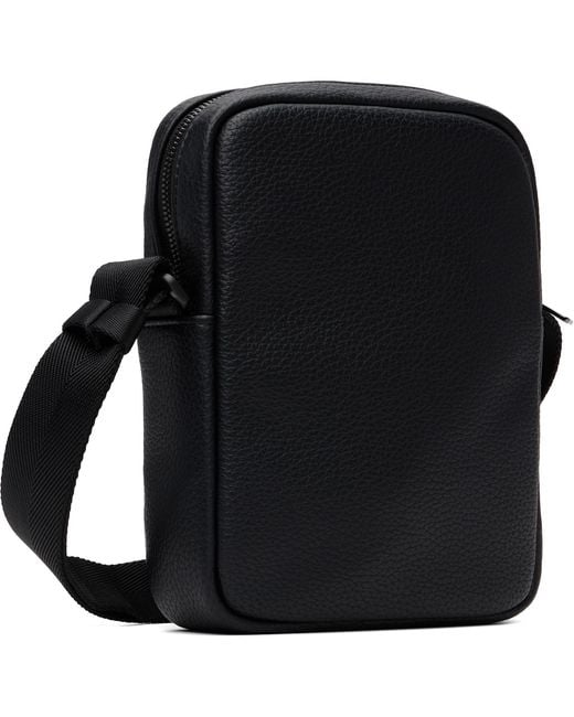 HUGO Black Grain Faux-Leather Bag for men