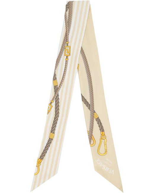 Foulard en soie à motifs motif nautique à clés grecques Versace en coloris Natural