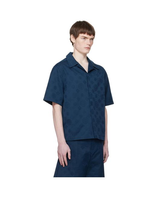 Casablanca Blue Monogram Short Sleeve Shirt for men