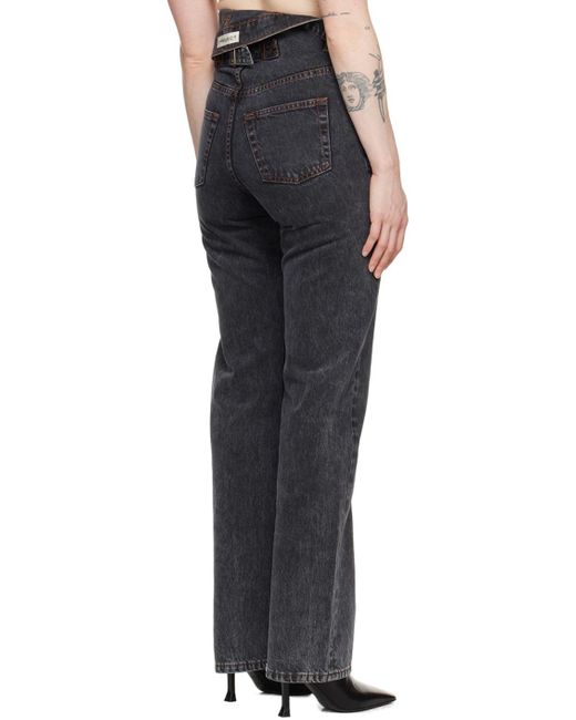 Y. Project Black Asymmetric Waist Jeans