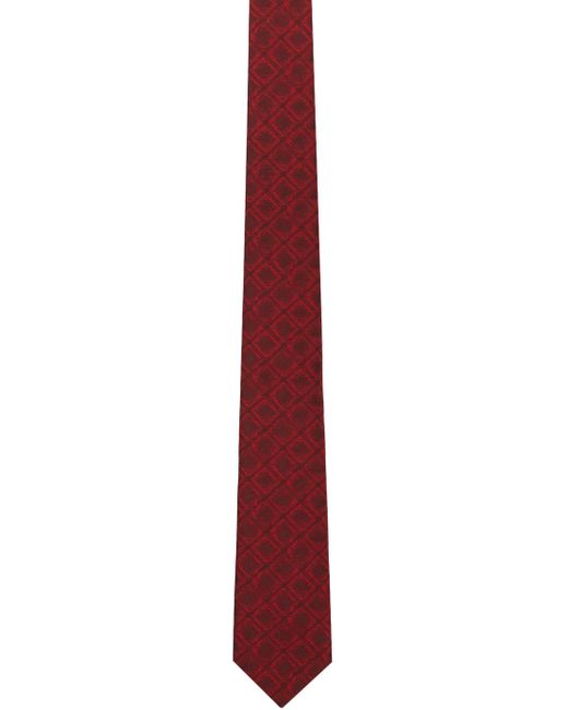 Ferragamo Black Red Silk Tie for men