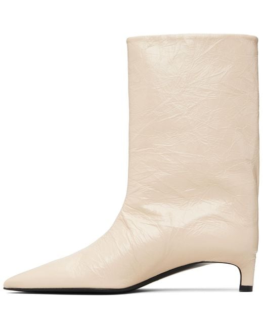 Jil Sander Natural Off- Crinkled Calfskin Boots