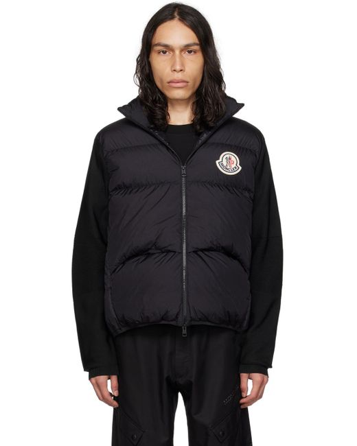 Moncler Black Quilted Down Cardigan for men