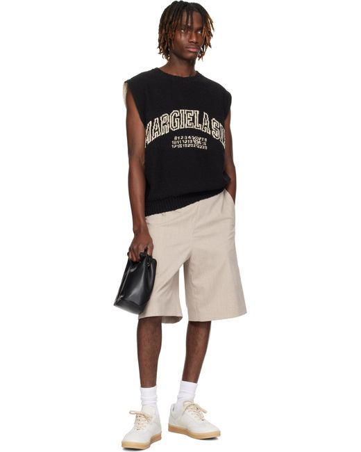 メンズ MM6 by Maison Martin Margiela ブラック＆オフホワイト パネル ベスト Black