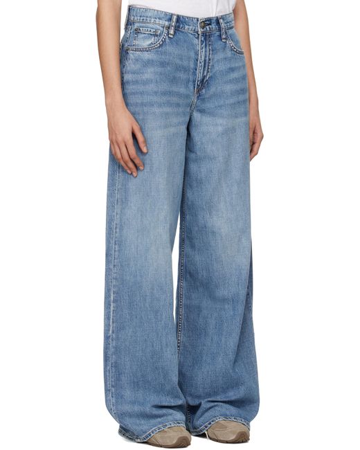 Rag & Bone Blue 'The Sofie' High-Rise Ultra Wide Jeans