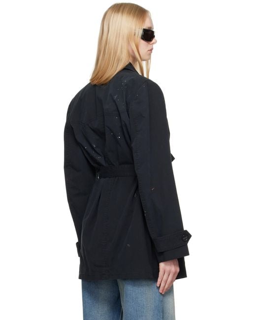 MM6 by Maison Martin Margiela ブラック Sportsjacket コットンギャバジン トレンチコート Black