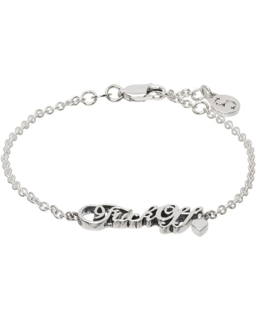 Stolen Girlfriends Club Metallic 'fuck Off' Script Bracelet for men