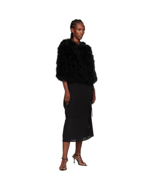 Yves Salomon Black Short Feather Jacket