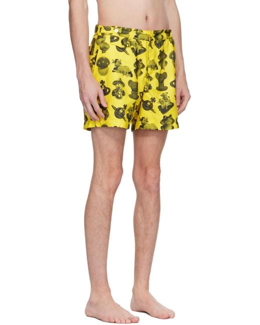 Vivienne Westwood Yellow Figurines Classic Swim Shorts for men