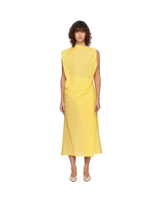 Jacquemus Yellow 'The Drap' Midi Dress