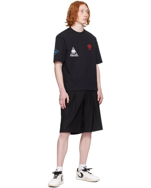 MARINE SERRE Black Virgin Wool Twill Shorts for men