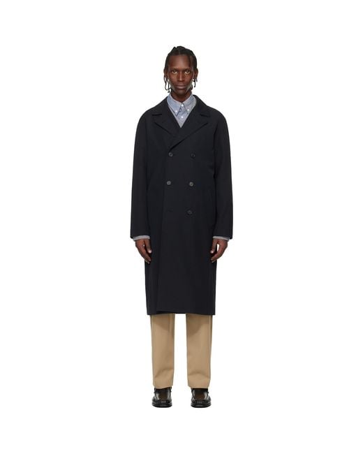 A.P.C. Black Croisé Coat for men