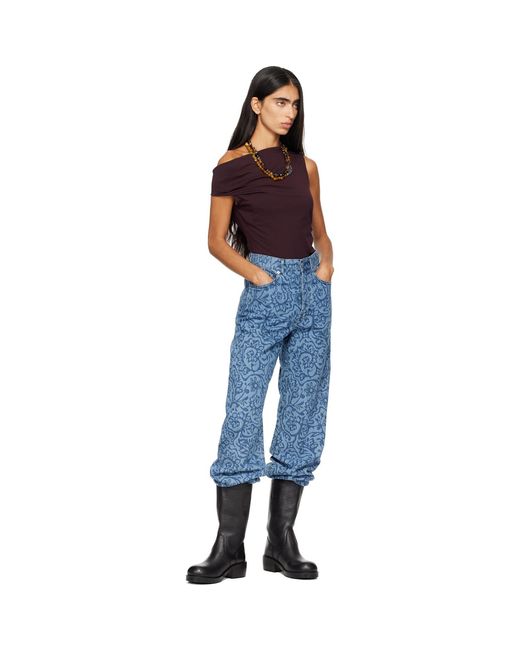 Dries Van Noten Blue Floral Jeans
