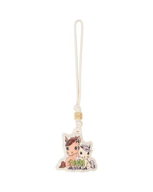 Ganni Black Off- Pony Keychain