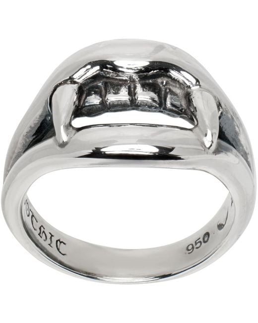 Yohji Yamamoto Metallic Silver Vampire Fang Ring for men