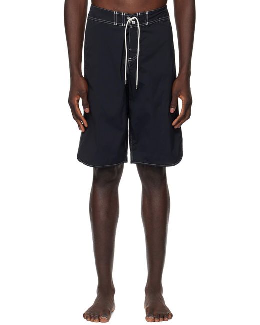 Jil Sander Black Contrast Stitch Swim Shorts for men