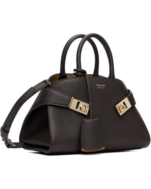 Ferragamo ブラウン ミニ Hug Bicolor バッグ Black
