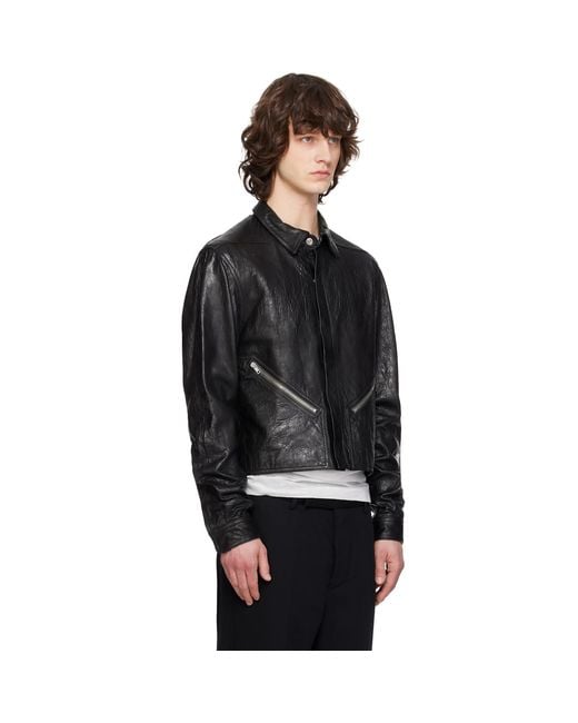 Rick Owens Black Temple Tour Alice Leather Overshirt for men