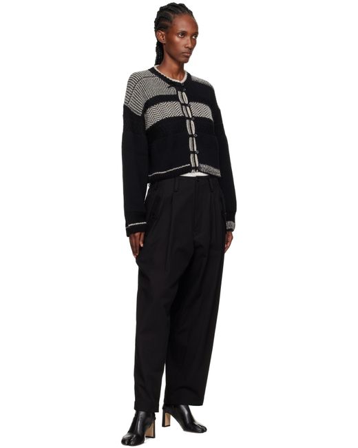 Y's Yohji Yamamoto Black U-Double Tuck Wide Trousers