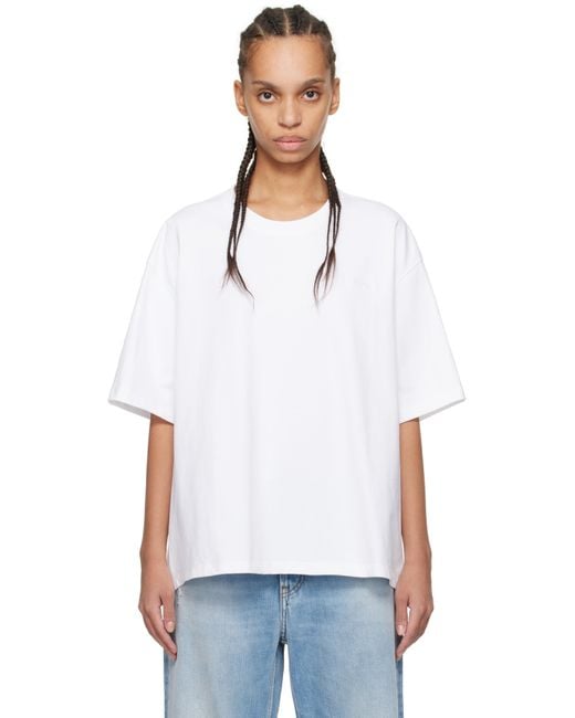 Ganni White Heavy Cotton Drop Shoulder Open Back T-Shirt