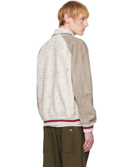 Drole de Monsieur Natural 'Le Bomber Tweed' Leather Bomber Jacket for men