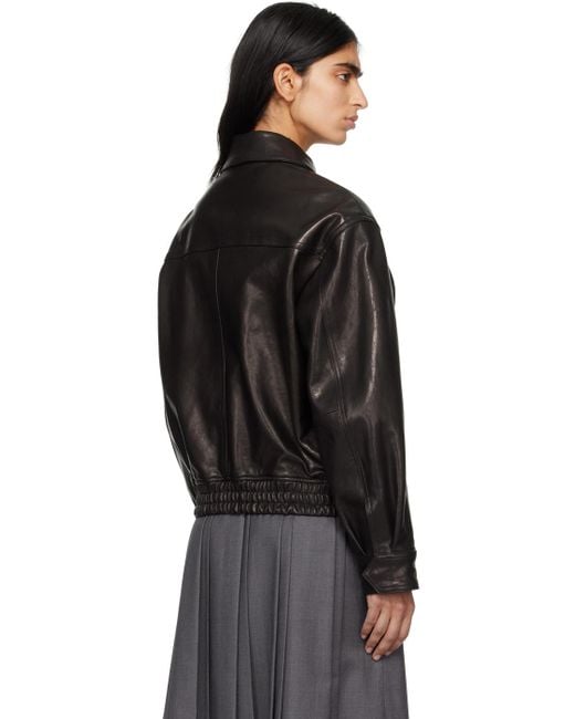 DUNST Black Spread Collar Leather Jacket