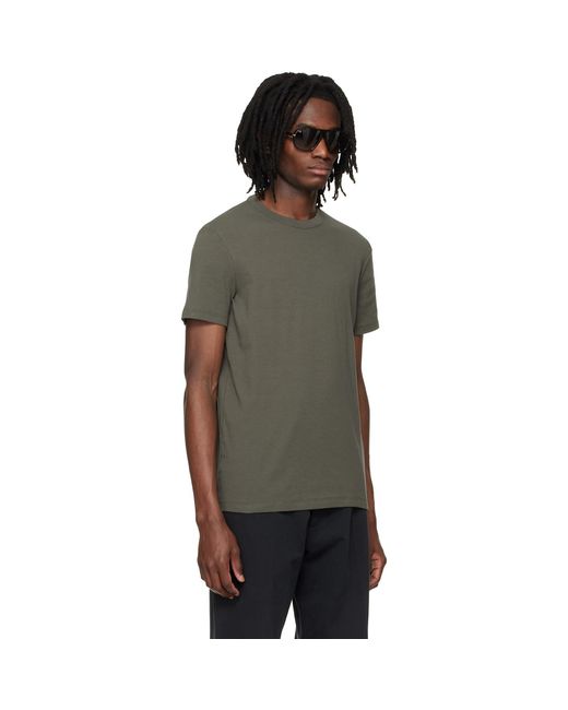 Tom Ford Black Khaki Cotton Crewneck T-Shirt for men