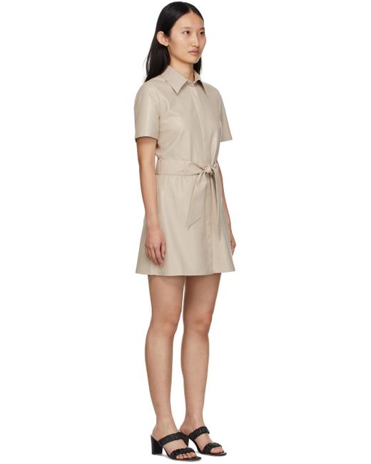 Nanushka Black Taupe Halli Shirt Vegan Leather Dress