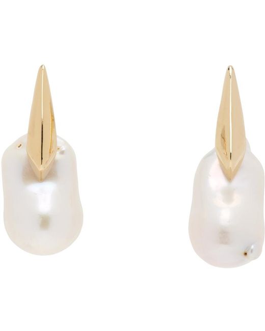 Bottega Veneta Black Gold Pearl Earrings