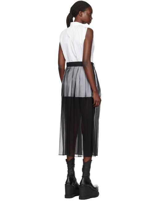 Sacai White & Black Overlay Midi Dress