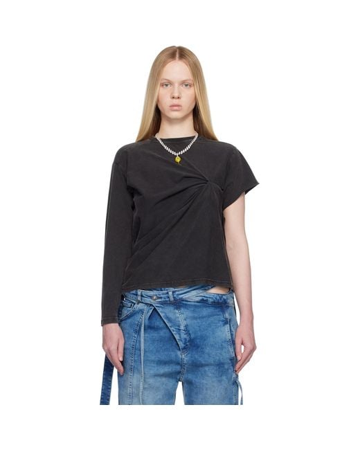 OTTOLINGER Black Shifted Sleeve Top