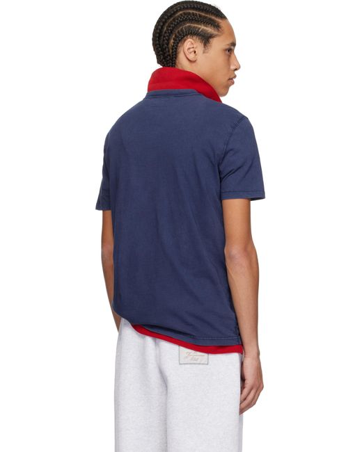 メンズ Polo Ralph Lauren ネイビー スラブ ジャージ 半袖 ヘンリーネック Blue