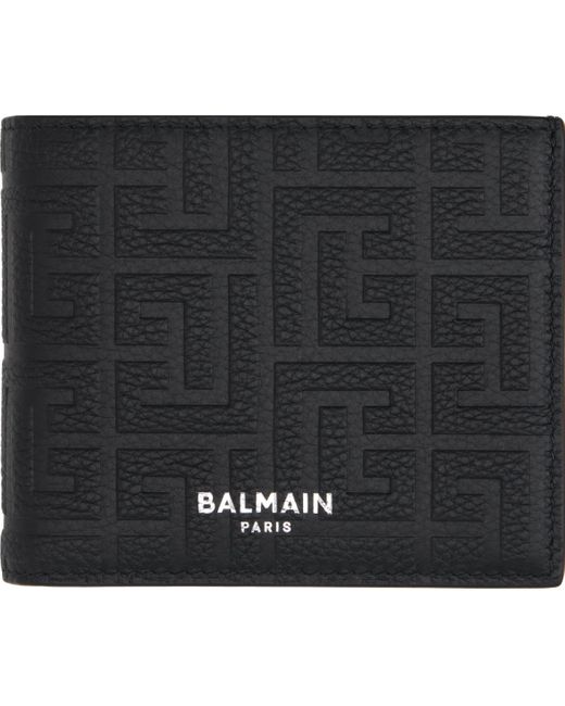Balmain Black Leather Flap Wallet for men