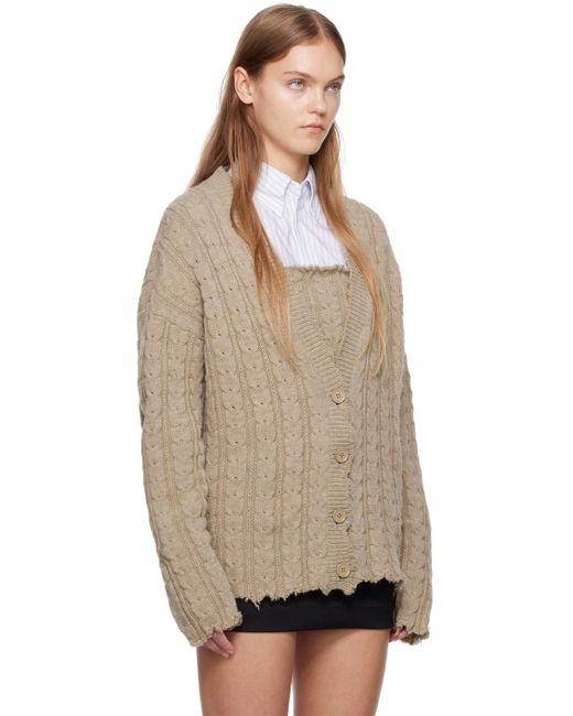 MM6 by Maison Martin Margiela Natural V-neck Cable-knit Cardigan