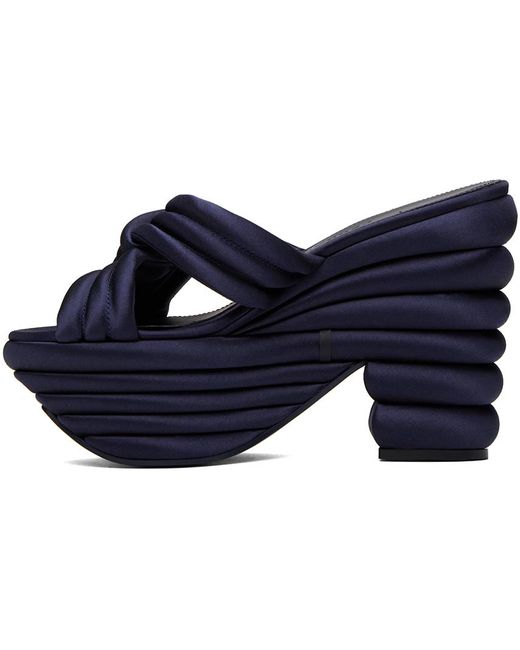 Ferragamo Blue Navy Sculptural Heeled Sandals